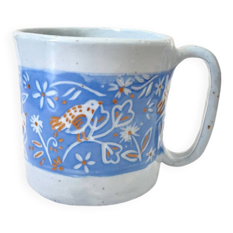 Handmade blue and gold ceramic mug