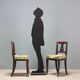 Pair of antique Directoire chairs in walnut and fabric, Italy, 19th century.