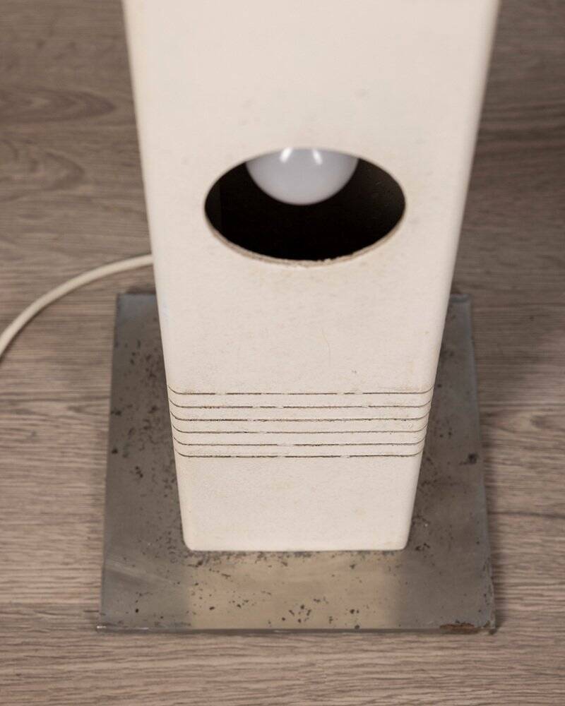 Vintage ground lamp in white iron and metal, Italy, 70s