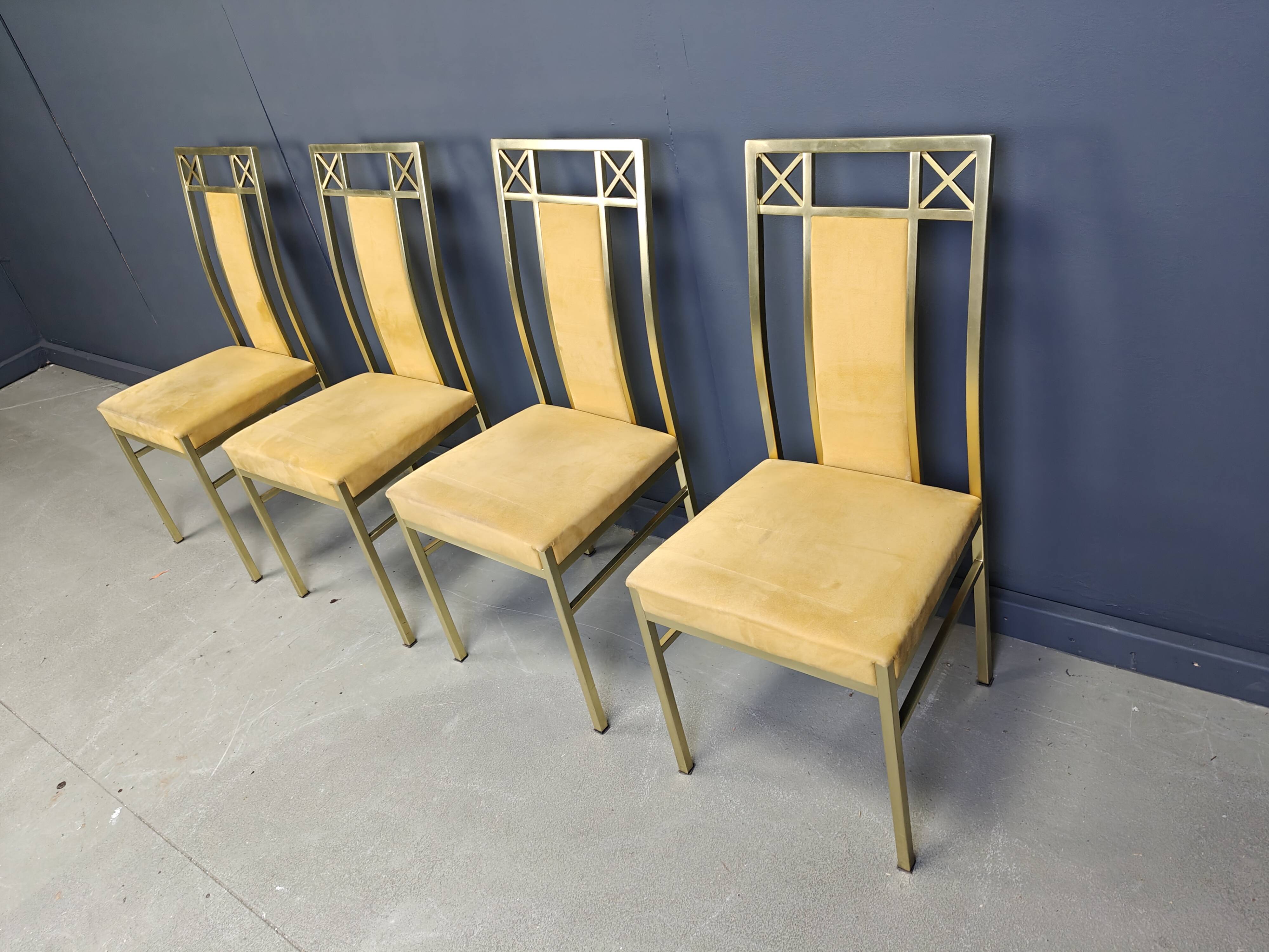 Chaises de salle à manger vintage en laiton de Belgochrom, années 1970