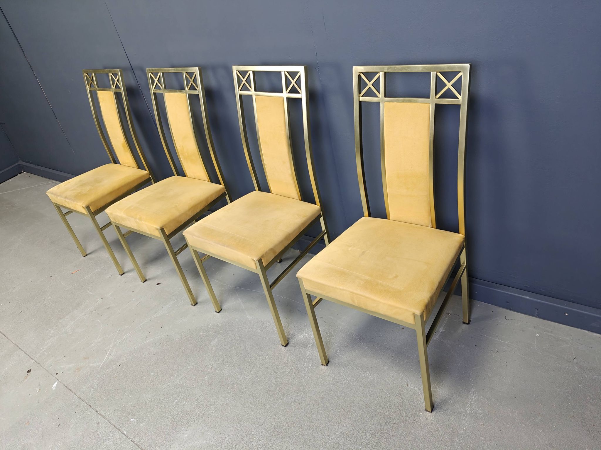 Vintage brass dining chairs by Belgochrom, 1970s