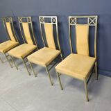 Chaises de salle à manger vintage en laiton de Belgochrom, années 1970