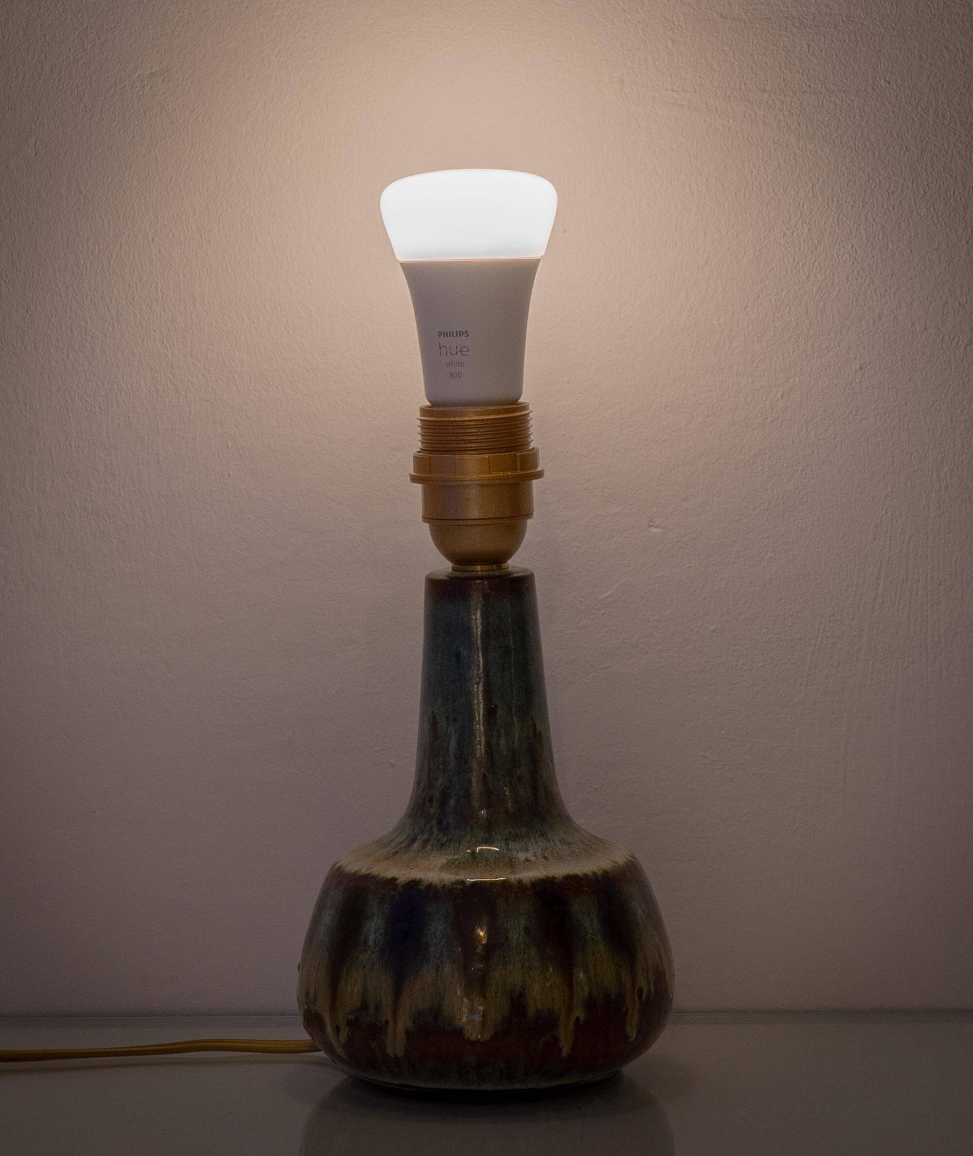 Pair of Søholm Stentøj table lamps, modern organic glazed stoneware, 1960s