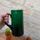 Mismatched colored glass orangeade set with pitcher and 6 glasses