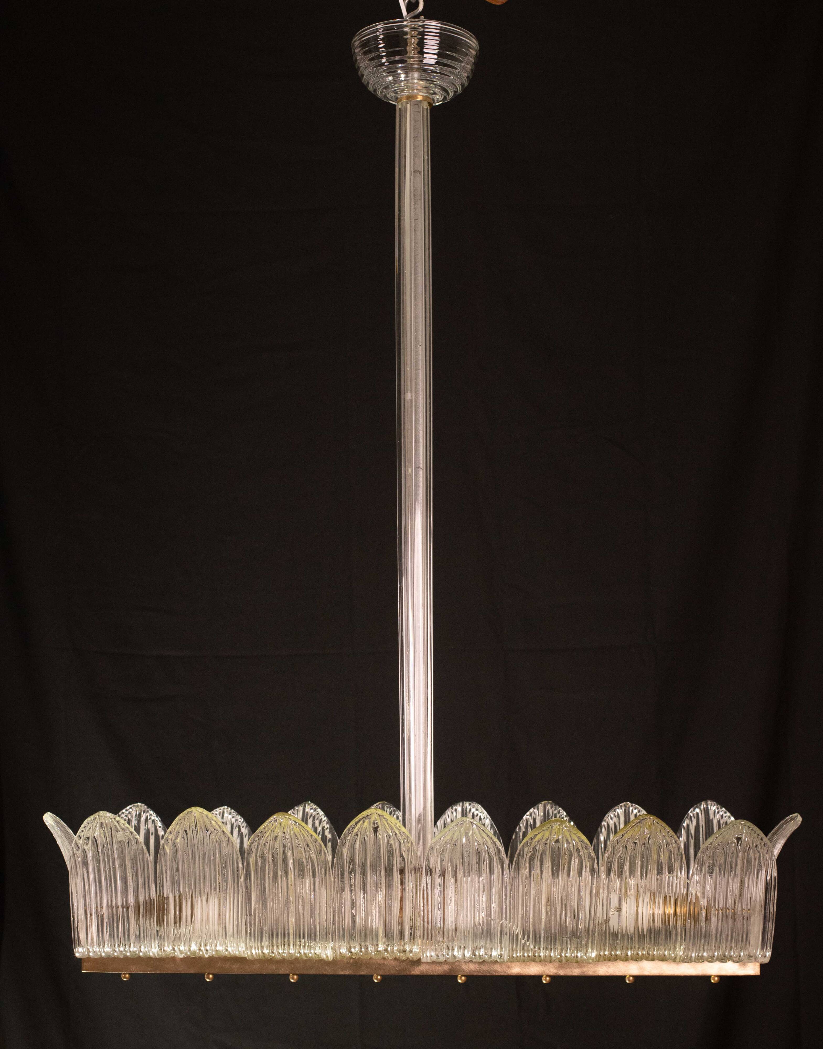 Set of 2 Luxury Large Art Decò Chandelier By Barovier e Toso, Murano Glass,