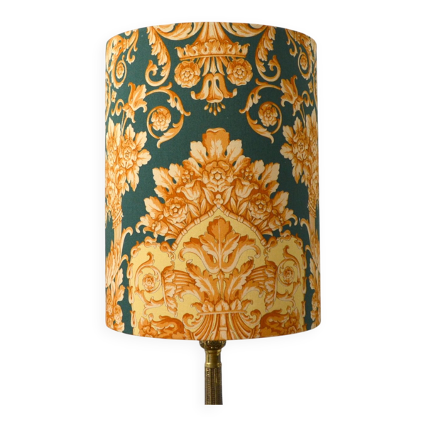 Abat-jour tissu motif baroque, antique feuilles d'or motif