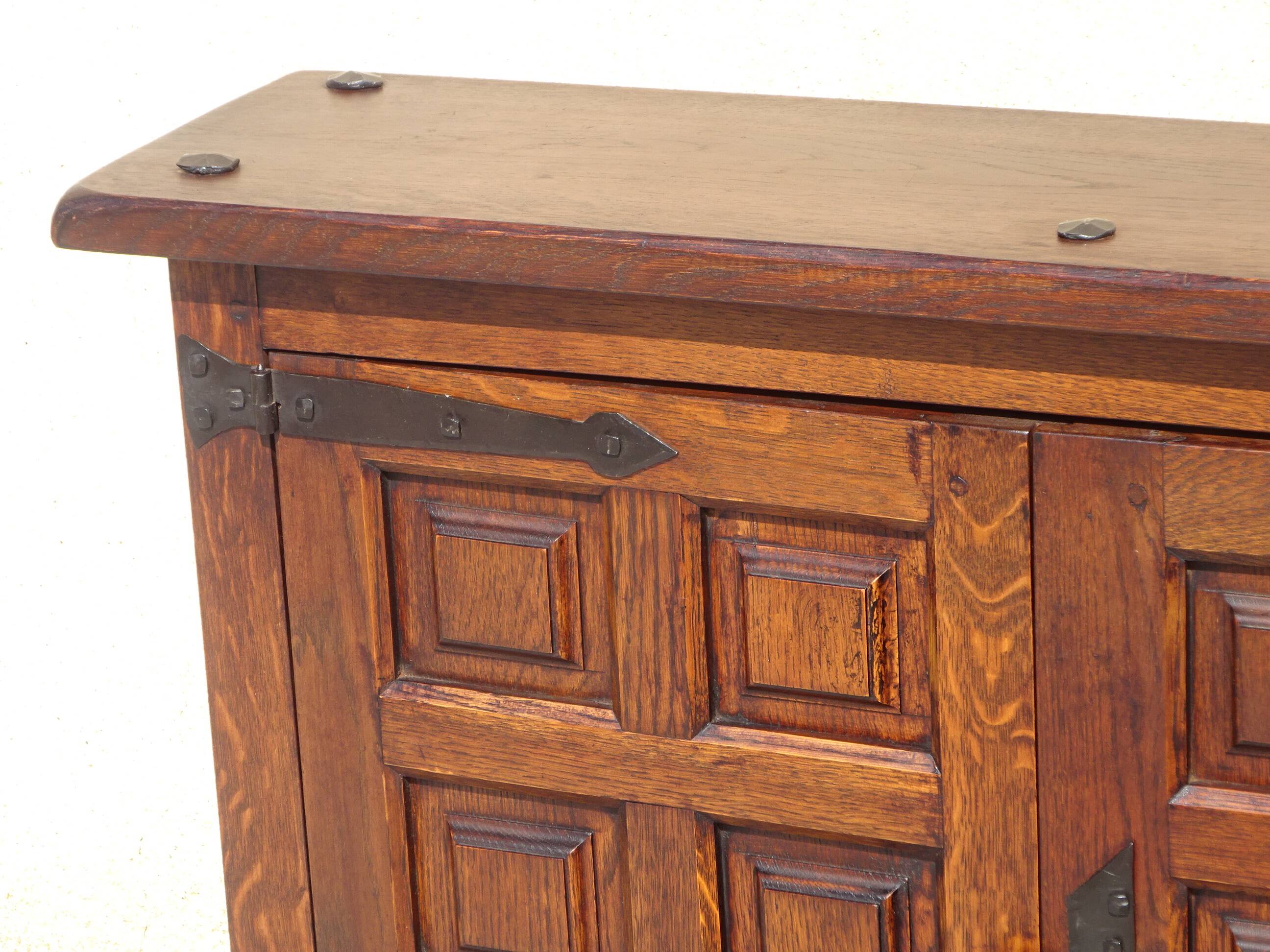 Shallow solid oak sideboard