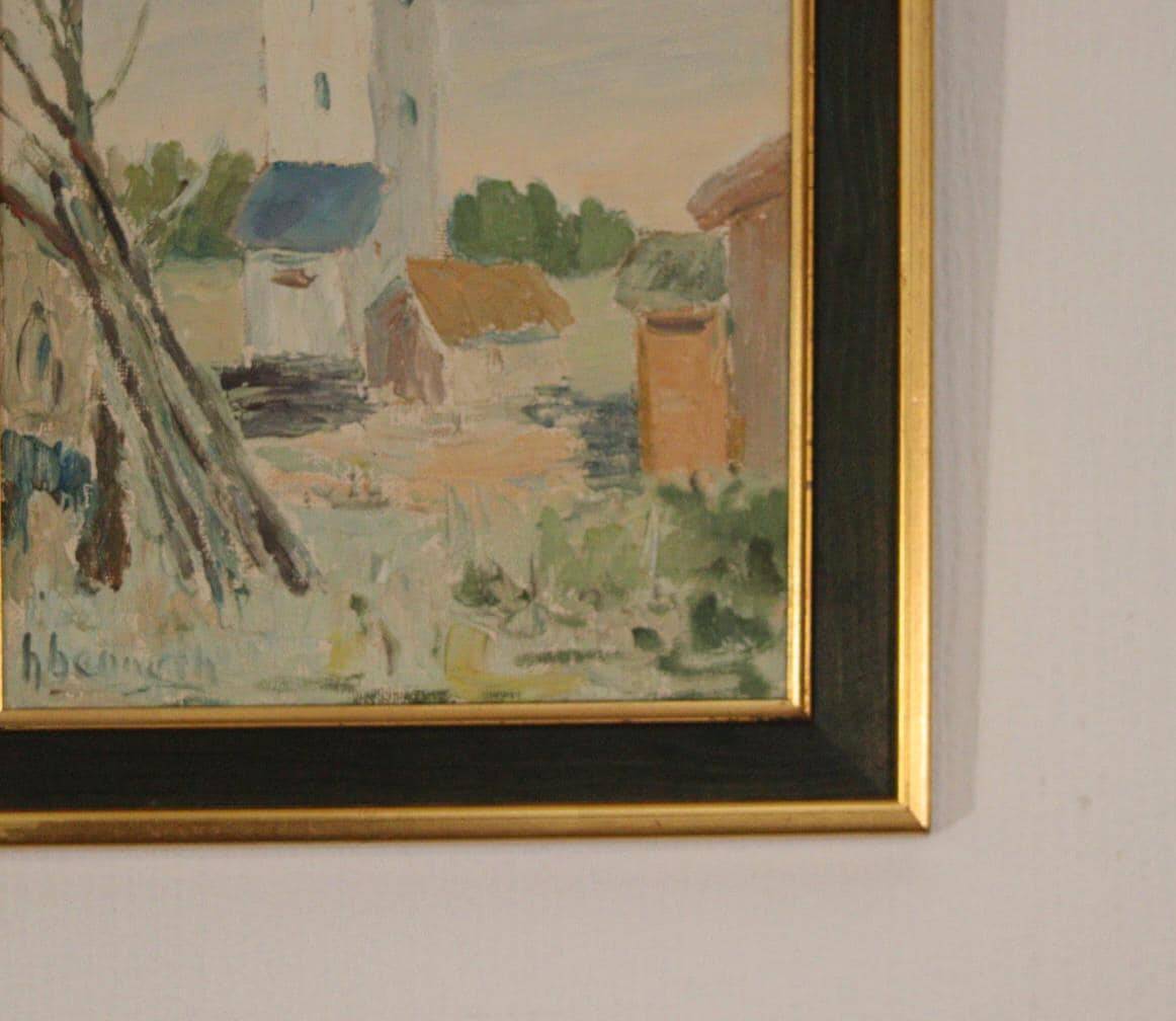 Original Oil on Canvas – “Village” (Attributed to H. Benneth) – Framed