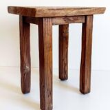 Spanish Baroque Oak Side Table or Stool, Wabi-Sabi Style, 18th C.