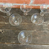 Set of 6 Vintage Glass Ice Cream Bowls Design France #D697