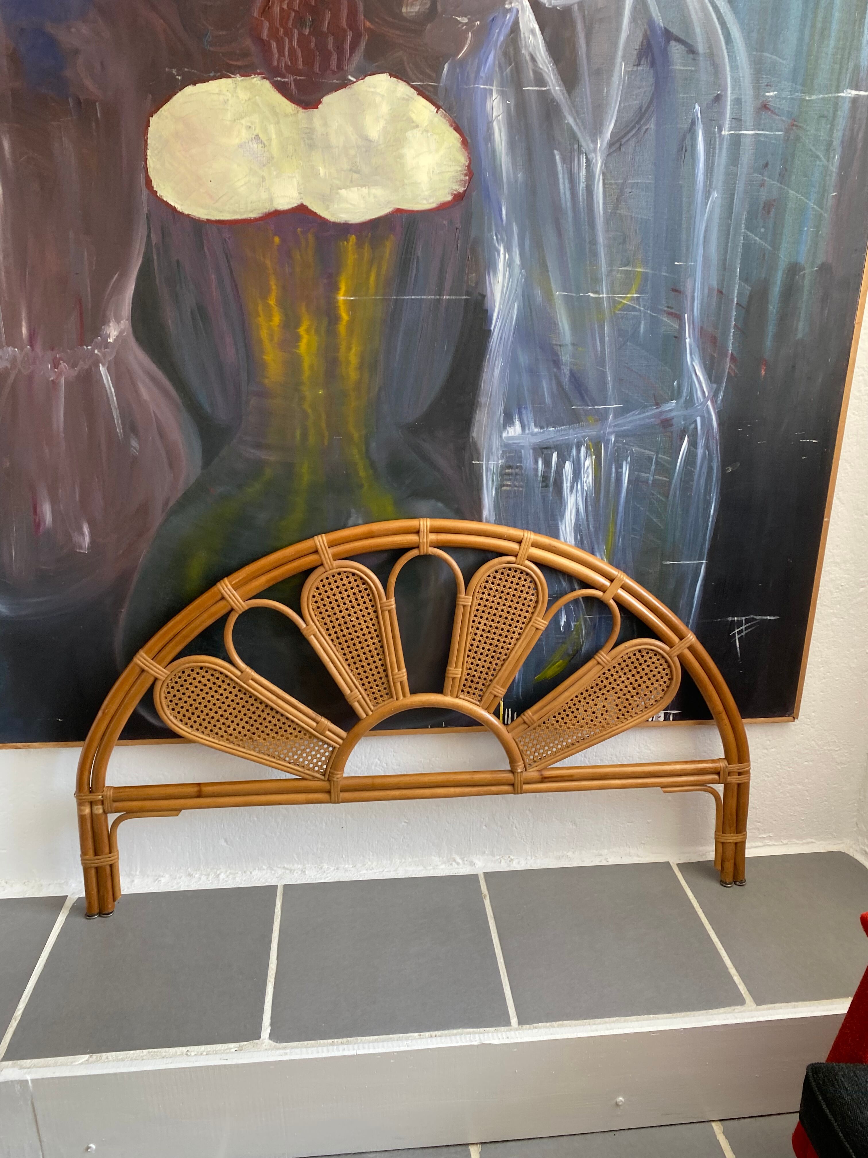Vintage rattan headboard and peacock cannage