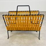 Magazine holder 50s rattan and metal