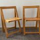 Pair of folding chairs from the 70s in solid beech