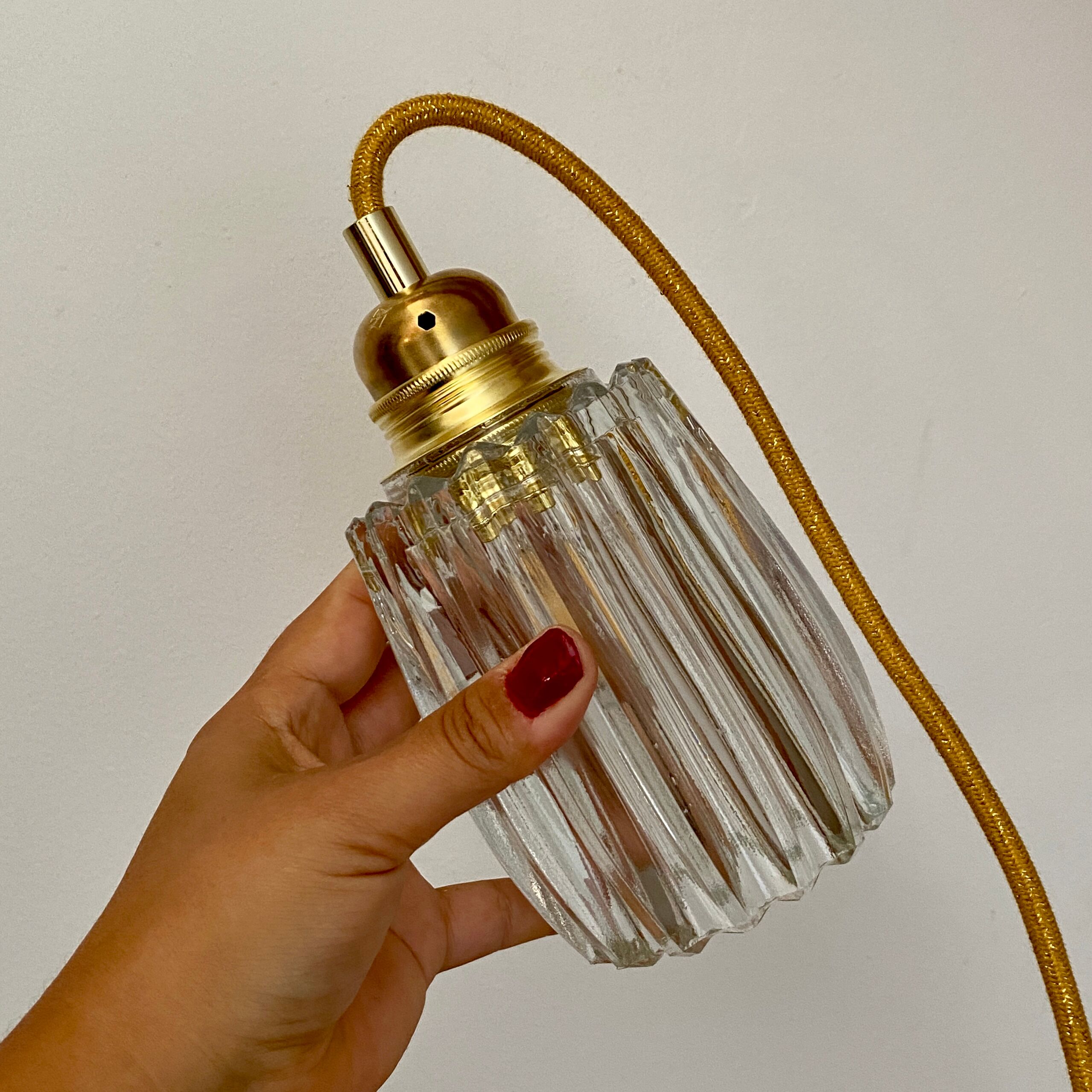 Baladeuse tulipe vintage en verre épais