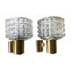 Pair of brass sconces and diamond glass 1960