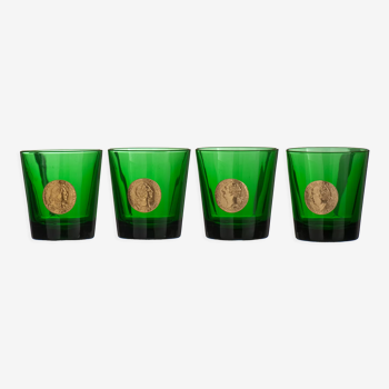 4 verres vert les rois de france advertising dubonnet 1970