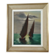 Antique oil painting depicting a marine scene.