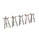 5x Vintage Spanish Brutalist 'Marbella' stool by Confonorm from the 70s