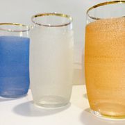 X5 multicolor granite glasses from the 50s/retro/kitchen/vintage