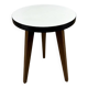 Tripod pedestal table with white top and spindle legs, 50s