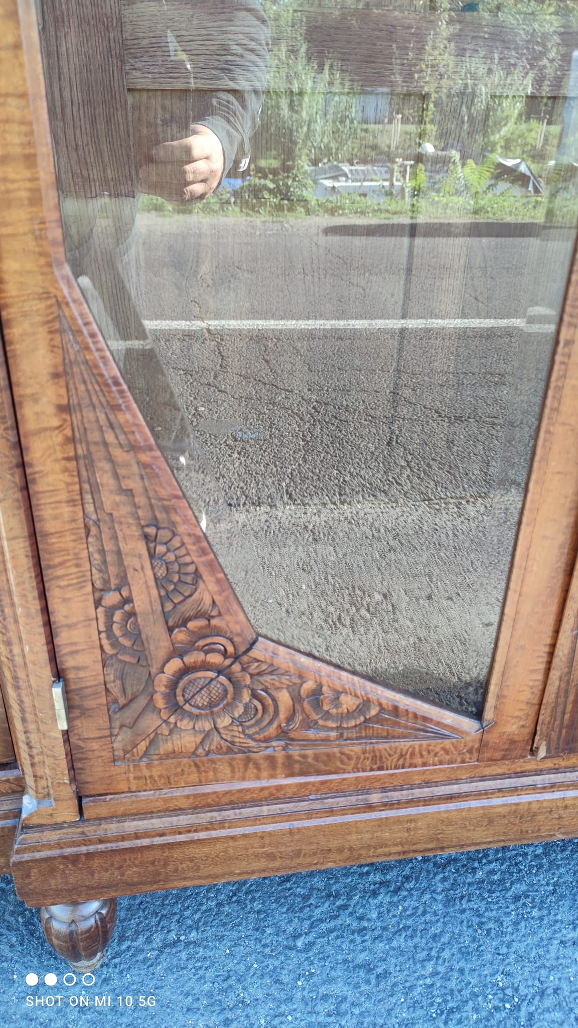 Bibliothèque de bureau 1925 en acajou ondé massif