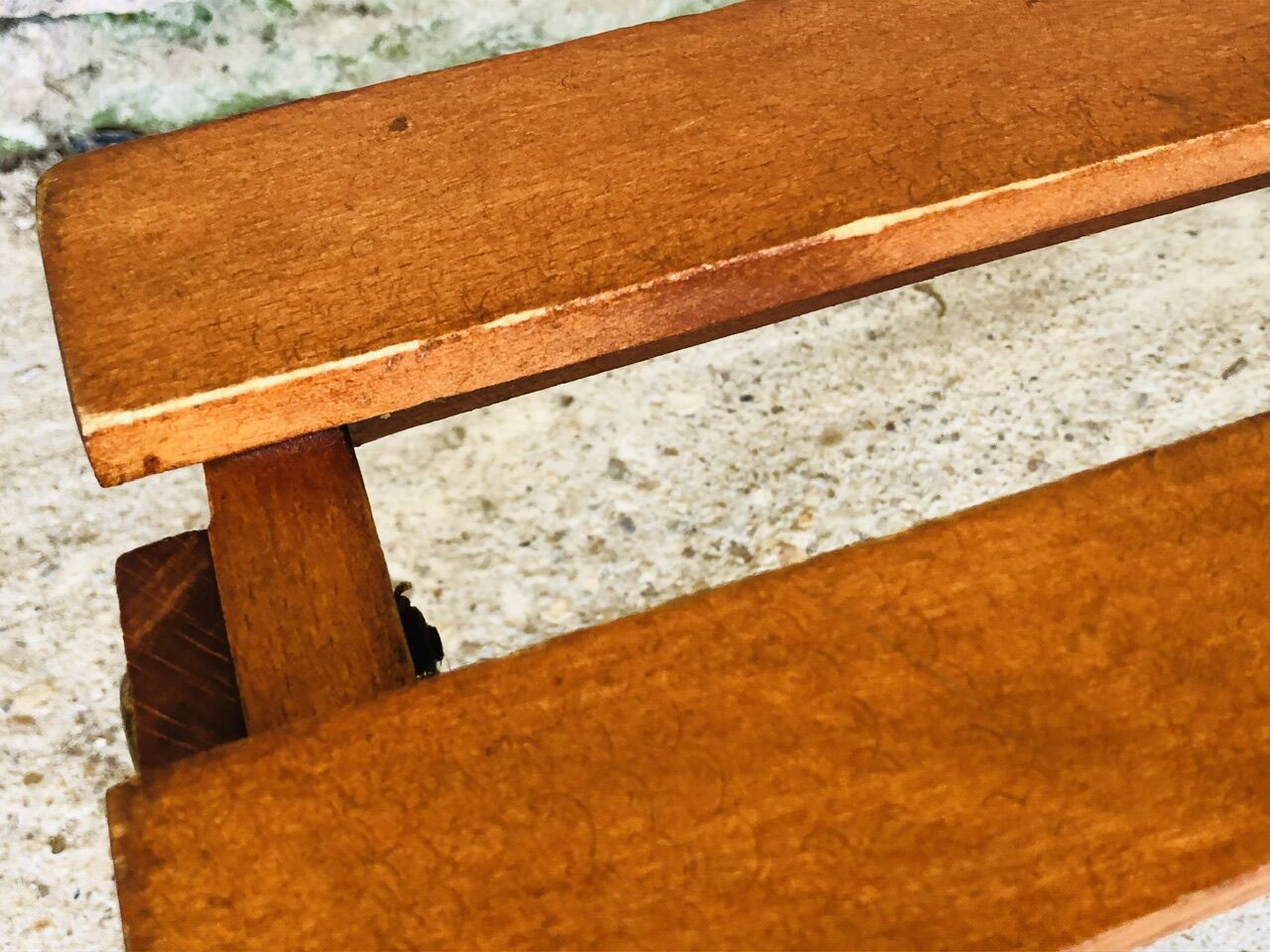 Pair of slatted side tables, Scandinavian style, 60s