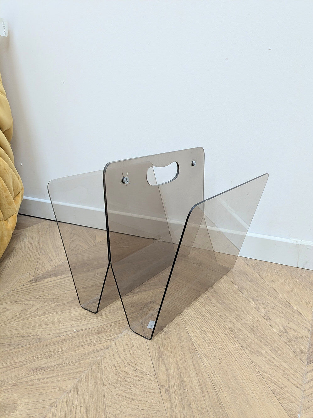 Vintage plexiglass magazine rack from the 70s.