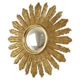 Large Wooden Sun Mirror Sunburst Butler XL Mirror Gold 70cm