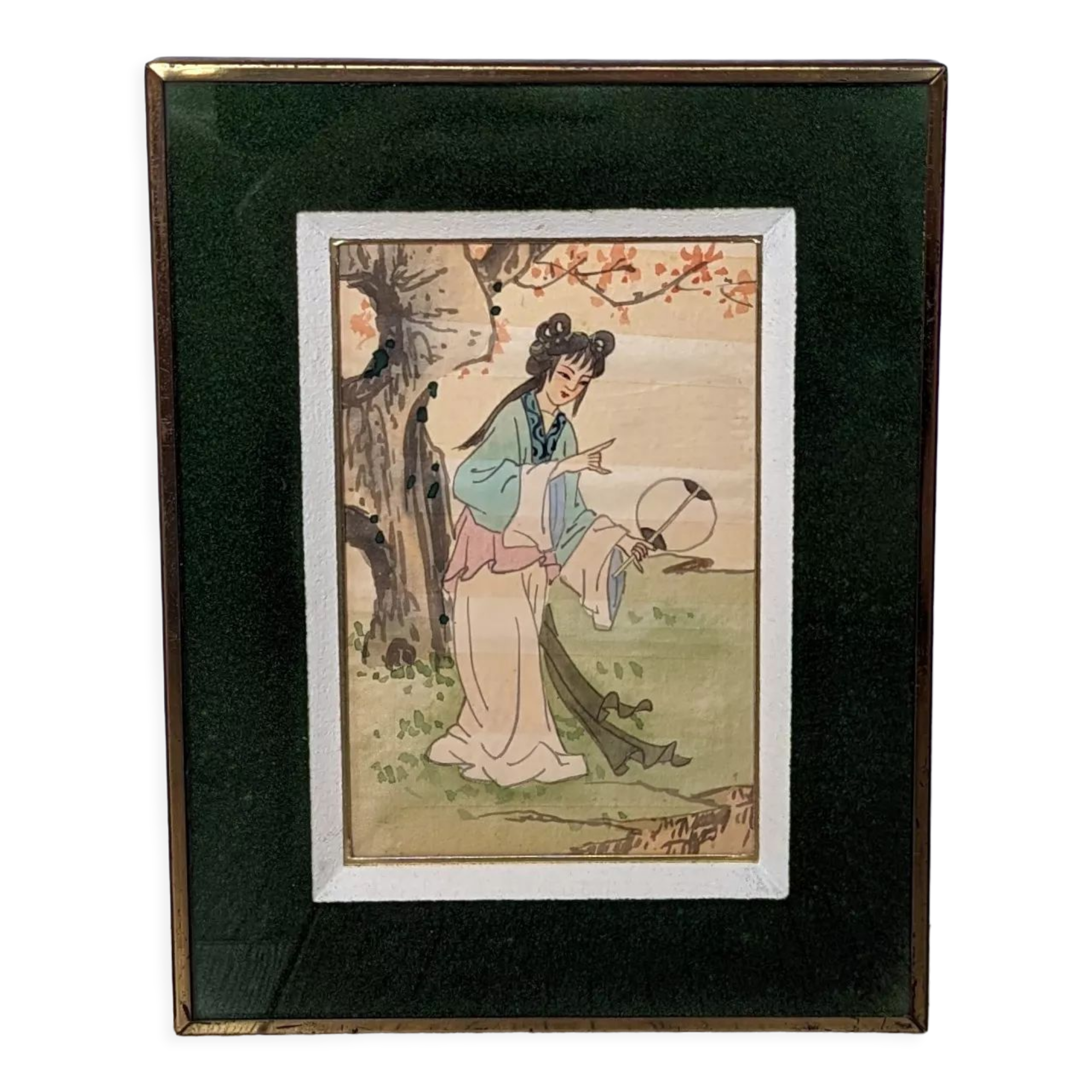 Chinese print "young beauties with a fan" twentieth century