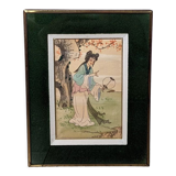 Chinese print "young beauties with a fan" twentieth century