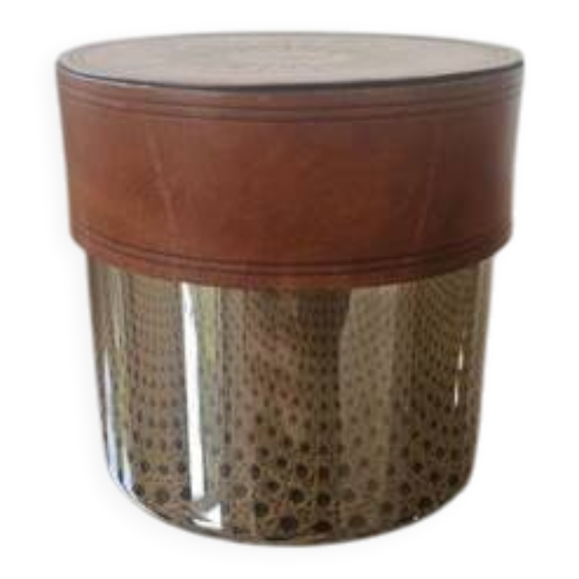 Vintage pot in stainless steel and leather Grasoli