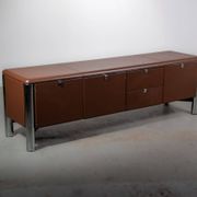 No. 3076 credenza extension in Vitello leather from the Pfister Executive Office Collection for KnollStudio. Circa 1988