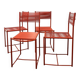 4 chaises rouges Spaghetti de Giandomenico Belotti pour Alias