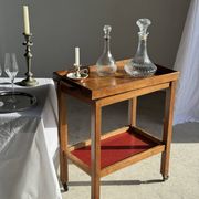 Wooden rolling trolley with removable top H66 75x35