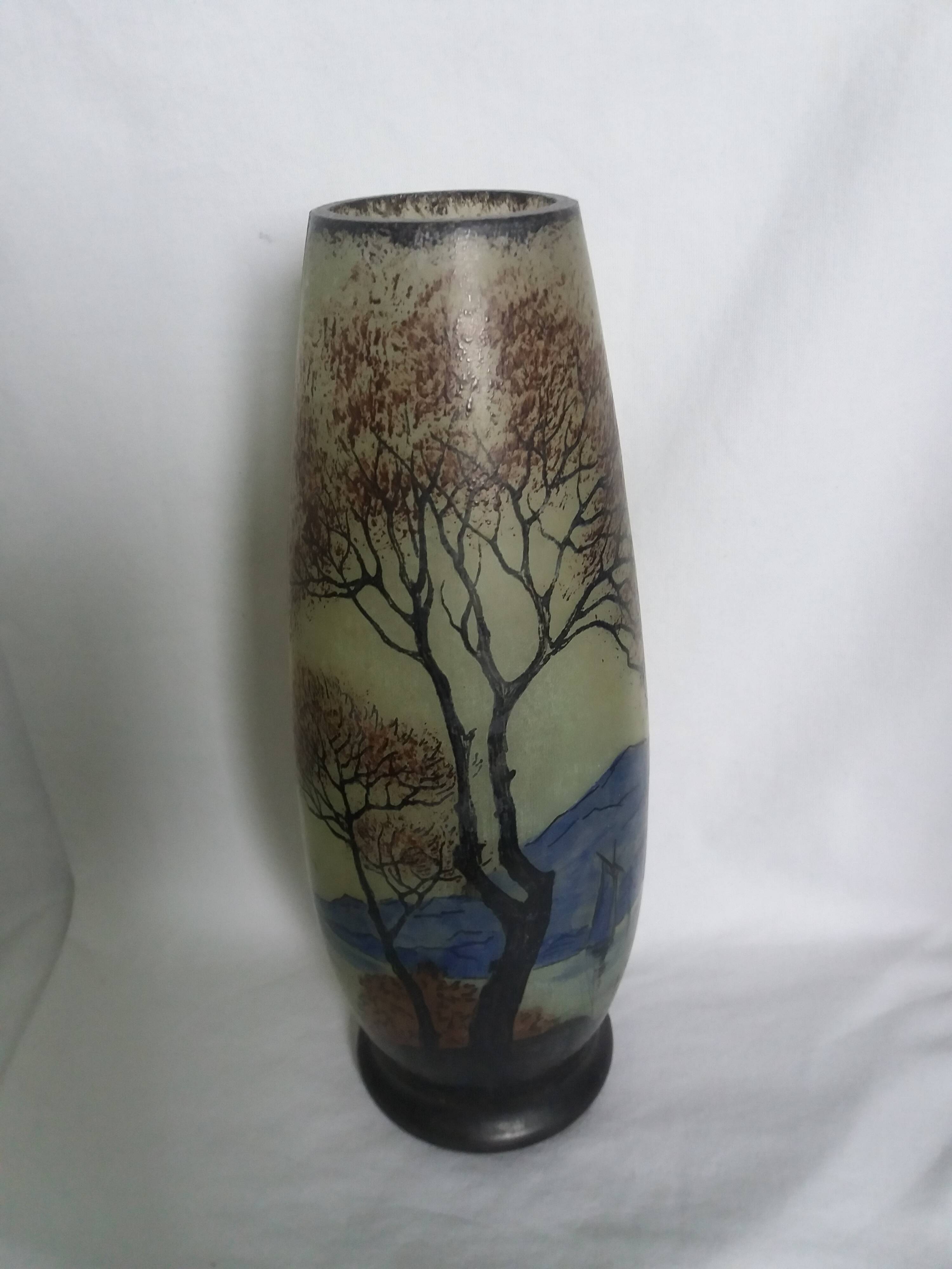 Vase with painted decoration signed Jem Joseph Mure