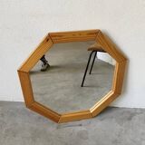80s hexagonal pine mirror