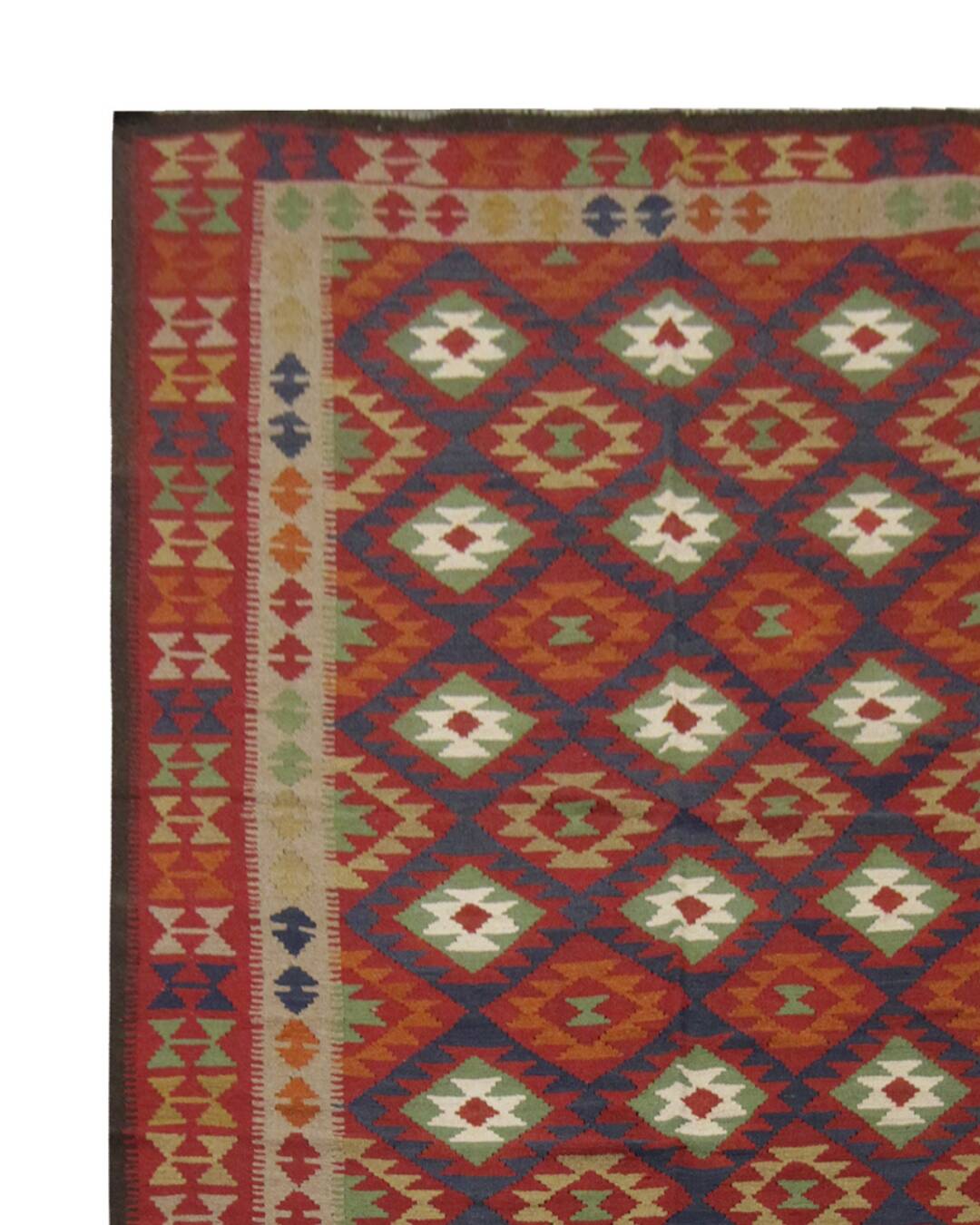 Burgundy Wool Kilim Rug, Large Afghan Tribal Flatweave 304x200cm