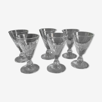 Set of 6 Louis Philippe wine glasses XIXth