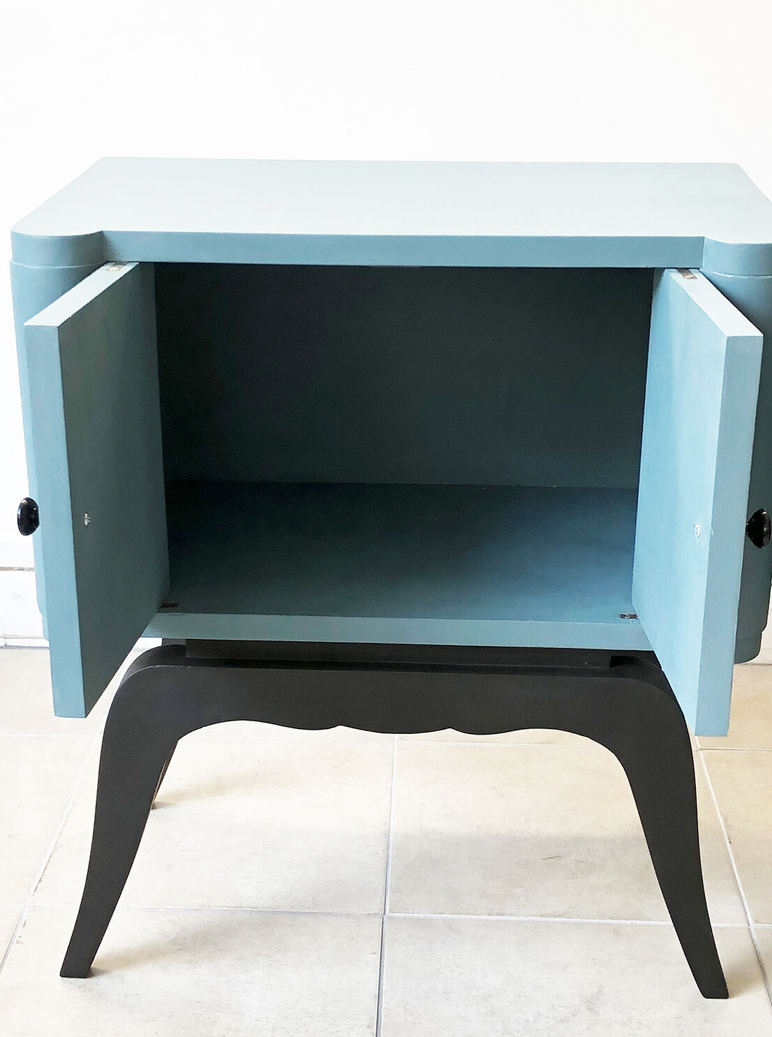 Pair of nightstands Seigaiha blue