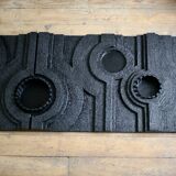 Wall sculpture, wood and black coating, late 1970s