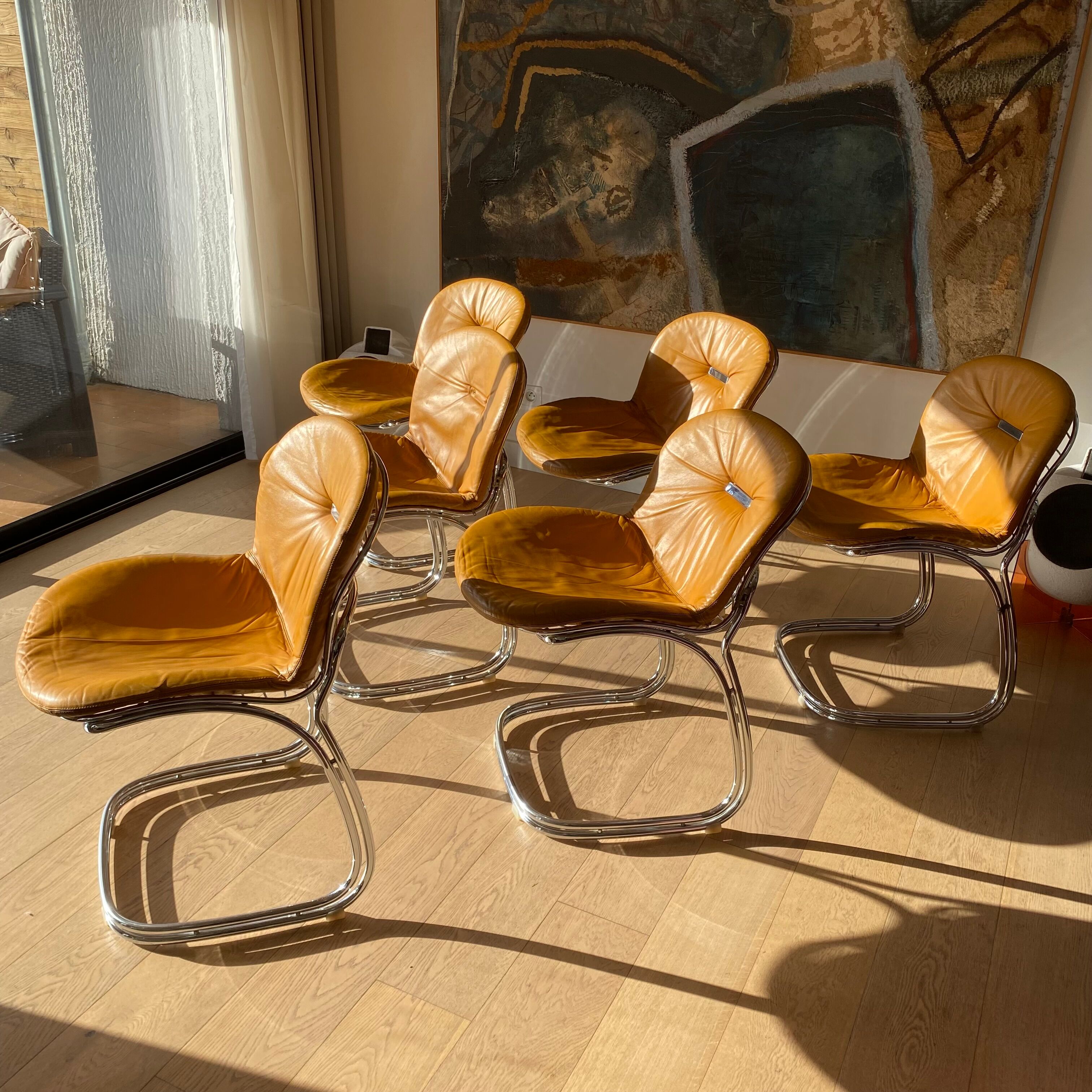 Suite of 6 Sabrina chairs by Gastone Rinaldi for Rima 1970