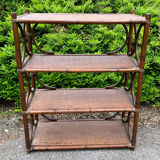 Old bookcase / bamboo shelf / dark rattan h 100 cm
