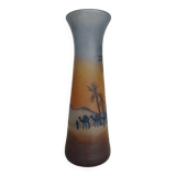 Large Muller vase "in the desert" rare piece signed 40 x 15 cm art deco - collectors
