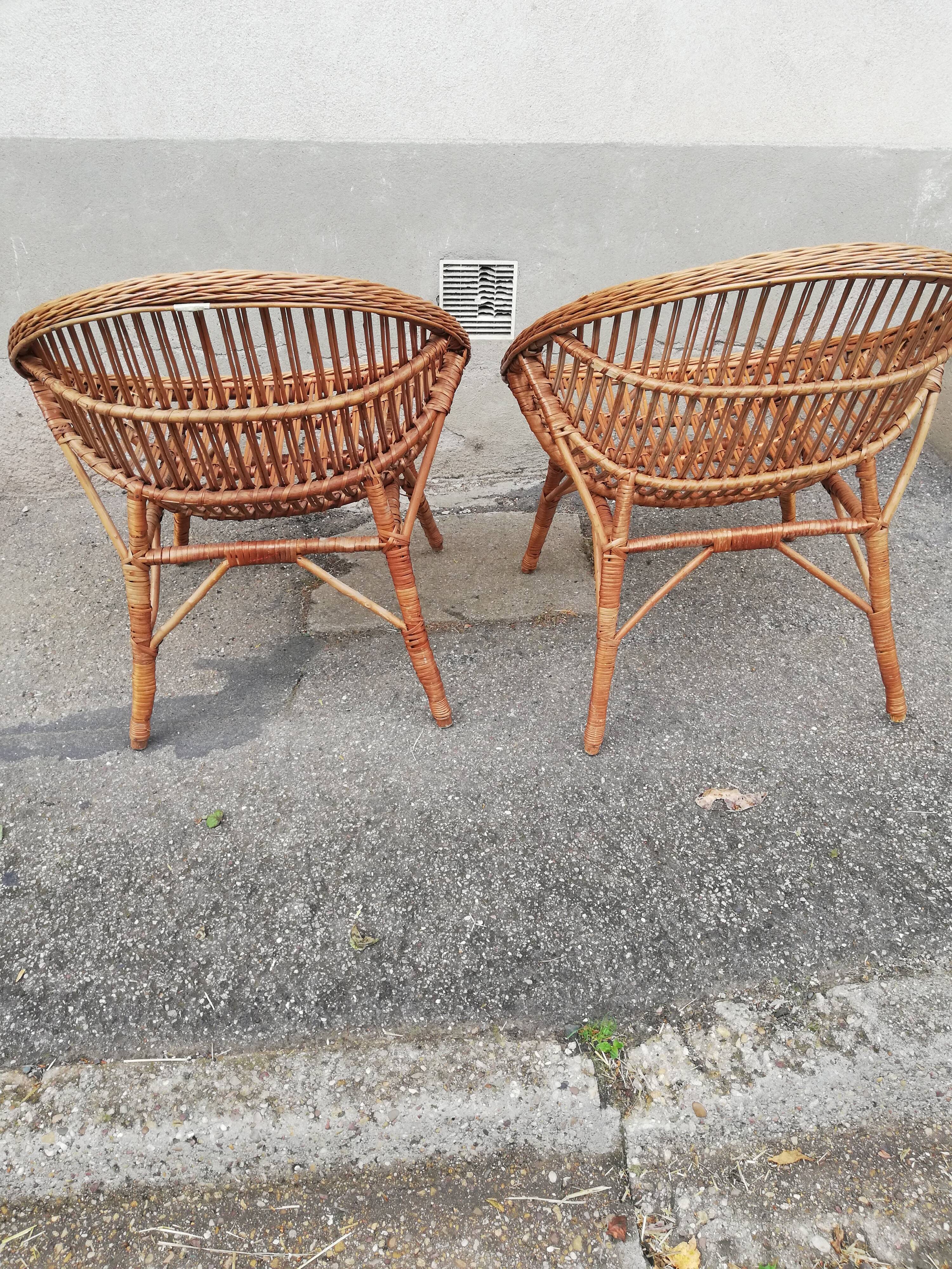 Paire de fauteuils vintage rotin