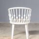 Matte white painted beech chair with upholstered seat in fabric 1970