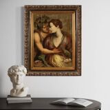 Peinture flamande ancienne sur panneau du XVIIe siècle, Bacchus et Ariane