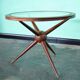 Set de Tables Basses Rondes Sputnik en Bois et Verre, Set de 2