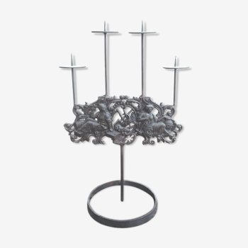 Wrought iron and cast iron candle