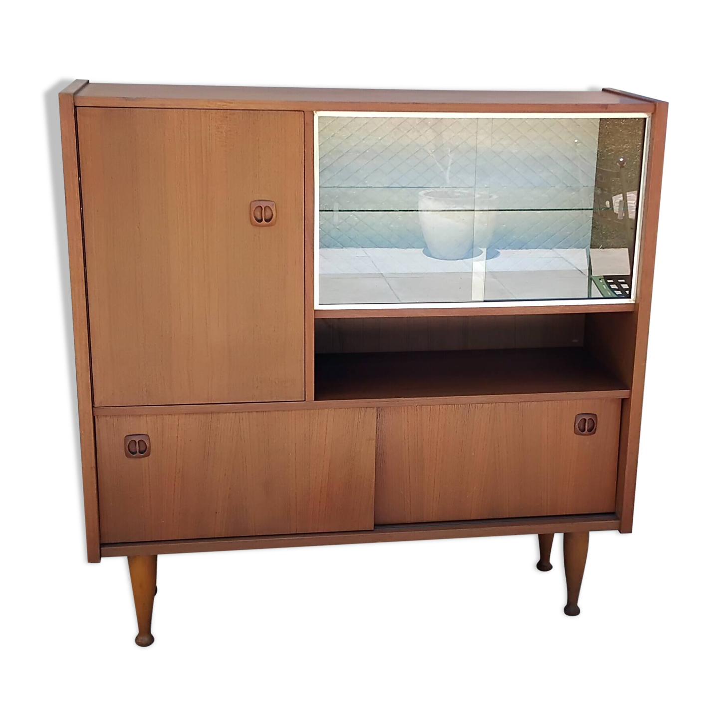 Scandinavian vintage teak display cabinet
