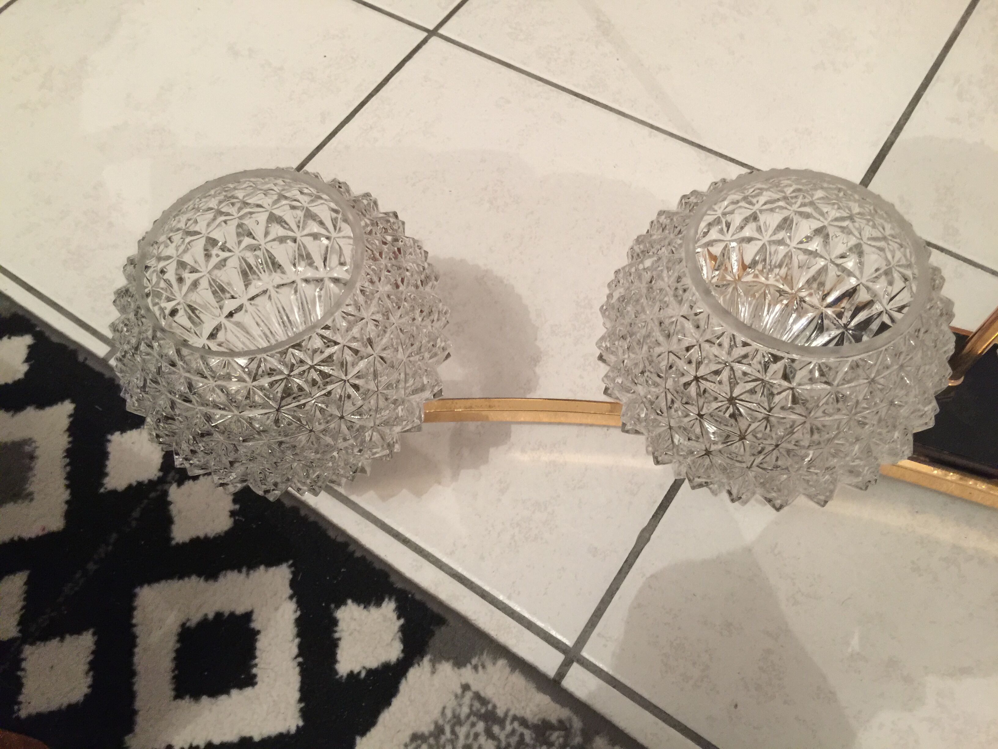 Lustre 4 boules de verre et laiton design